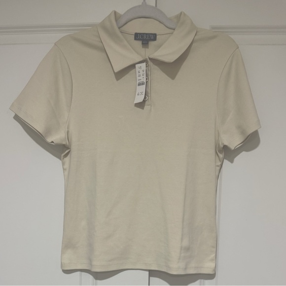 NWT J. Crew Perfect fit shrunken polo shirt in Natural CC994 sz L - Picture 6 of 7